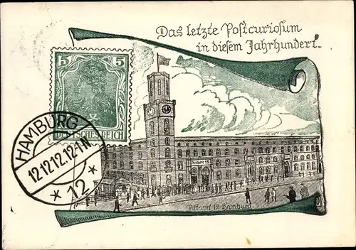 Briefmarken Ak Hamburg, Postamt 12, 12.12.12., Post Kuriosum