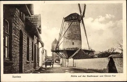 Ak Xanten am Niederrhein, Mühle auf der Stadtmauer, Windmühle, Clever Tor