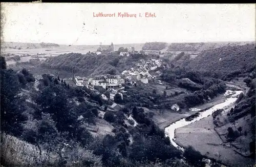 Ak Kyllburg in der Eifel, Panorama vom Ort, Flussufer