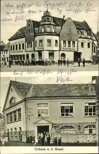 Ak Kobern Gondorf in Rheinland Pfalz, Hotel A. Simonis, Pension, Saalbau, Gäste