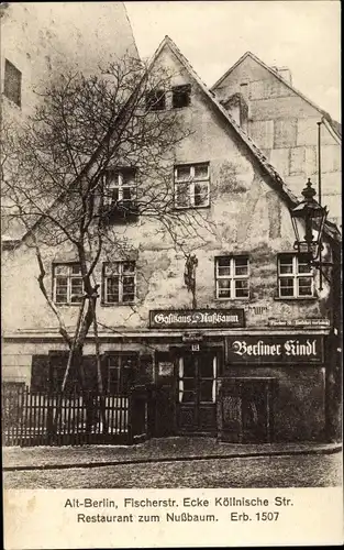 Ak Berlin Mitte, Restaurant zum Nussbaum, Fischerstraße Ecke Köllnische Straße
