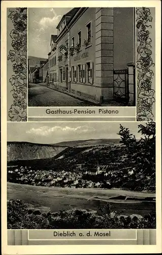 Ak Dieblich an der Mosel, Gasthaus Pension Pistono, Panorama