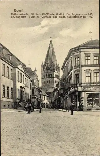 Ak Soest in Westfalen, Rathausstraße, St. Patrokli Münster, Hotel, Tengelmanns Kaffeegeschäft