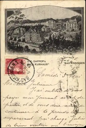 Künstler Ak Bad Kissingen Unterfranken Bayern, Neues Kurhaus, Inh. C. Dapper