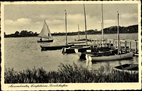 Ak Neumünster in Schleswig Holstein, Einfeldsee, Bootshafen