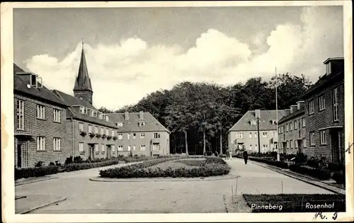 Ak Pinneberg in Schleswig Holstein, Rosenhof, Wohnhäuser, Kirche