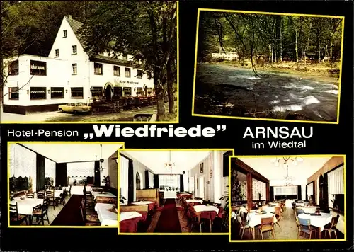 Ak Arnsau Dattenberg Rheinland Pfalz, Wiedfriede Hotel Pension, Bes. Familie Stoffels, Speiseraum