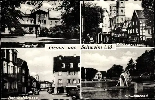 Ak Schwelm in Westfalen, Kölner Straße, Freibad, Bahnhofstraße, Bahnhof, Ansichten vom Ort