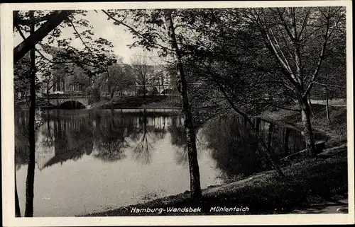 Ak Marienthal Hamburg Wandsbek, Partie am Mühlenteich