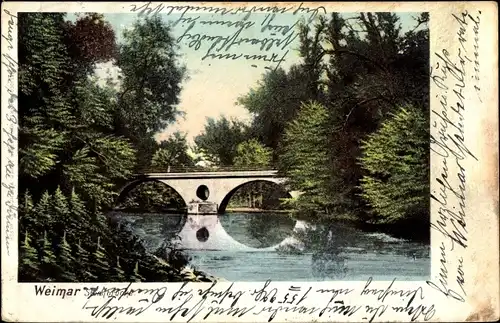 Ak Weimar in Thüringen, Blick auf die Sternbrücke, Wald