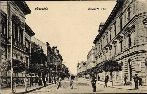 Ak Szabadka Subotica Serbien, Kossúth utca, Straßenpartie