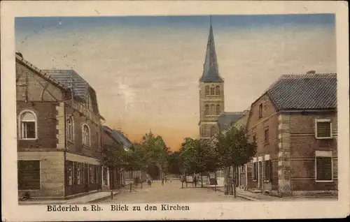 Ak Büderich Wesel Nordrhein Westfalen, Stadtansicht zu den Kirchen