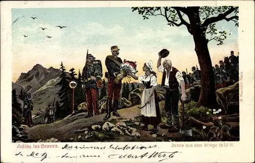 Ak Adieu les braves, Szene aus dem Kriege 1870-71, Französische Soldaten
