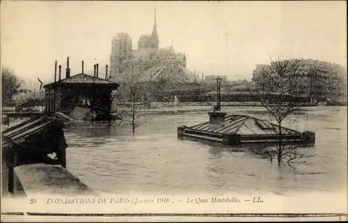 Ak Paris, Les Inondations 1910, Le Quai Montebello, Hochwasser, Levy & Fils 39
