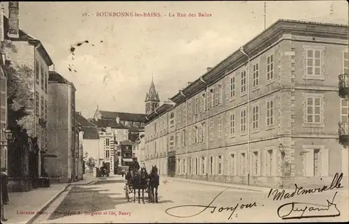 Ak Bourbonne les Bains Haute Marne, La Rue des Bains