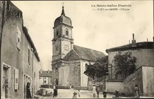 Ak Scey sur Saône et Saint Albin Frankreich, L'Église, Kirche