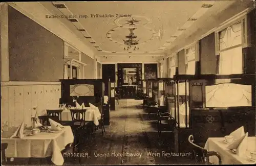 Ak Hannover in Niedersachsen, Grand Hotel Savoy, Weinrestaurant
