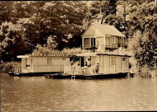 Ak Dorf Zechlin Rheinsberg, Wohnboote am Schwarzen See
