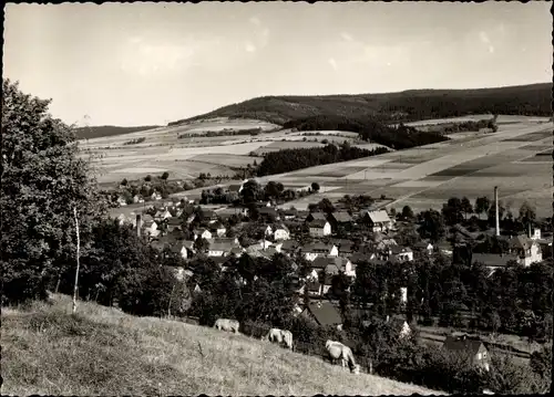 Ak Pöhla Schwarzenberg im Erzgebirge Sachsen, Panorama vom Ort