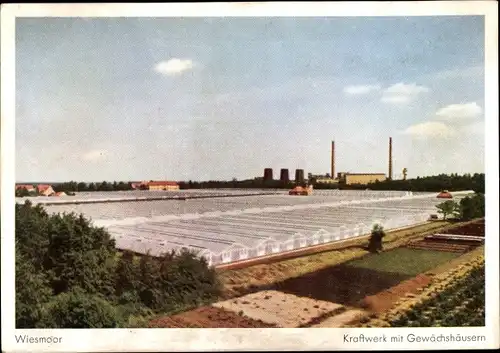Ak Wiesmoor in Ostfriesland, Gewächshäuser, Fabrik, Panorama