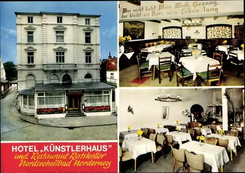 Ak Norderney in Ostfriesland, Hotel Künstlerhaus, Restaurant Ratskeller, Inh. Konrad Meier