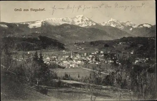 Ak Siegsdorf in Oberbayern, Panorama vom Ort, Alpen