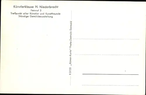 Ak Schieder Schwalenberg Nordrhein Westfalen, Künstlerklause H. Niederbracht