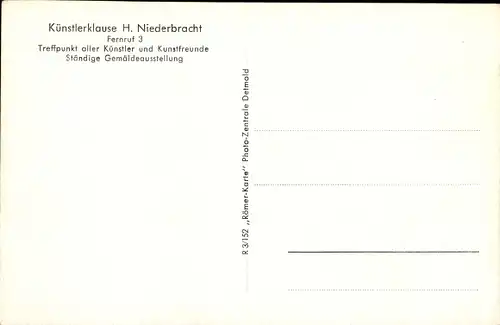 Ak Schieder Schwalenberg Nordrhein Westfalen, Künstlerklause H. Niederbracht