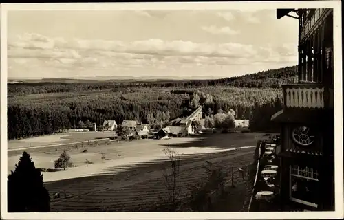 Ak Freudenstadt im Nordschwarzwald, Blick v. d. Terrasse d. Hotels Stokinger auf d. Schwäbische Alb