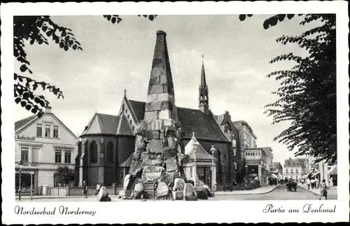 Ak Norderney in Ostfriesland, Partie am Denkmal, Läden