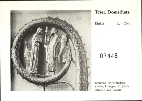 Ak Trier in Rheinland Pfalz, Domschatz, Krümme eines Bischofsstabes, Limoges, 12. Jhd.