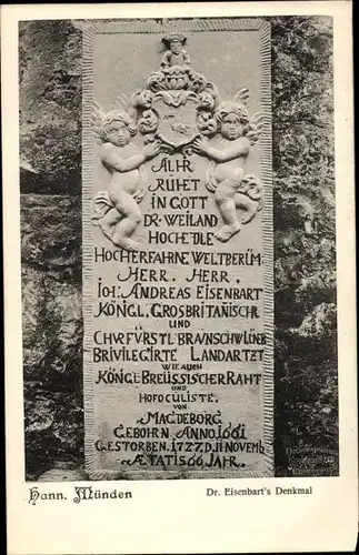 Ak Hann. Münden in Niedersachsen, Dr. Eisenbart's Denkmal