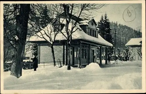 Ak St. Blasien im Südschwarzwald, Autobahnhof, Winter