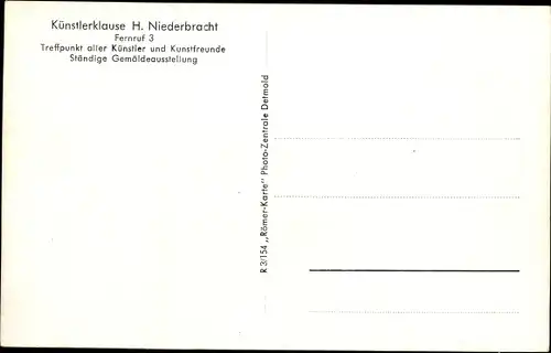 Ak Schieder Schwalenberg Nordrhein Westfalen, Künstlerklause H. Niederbracht