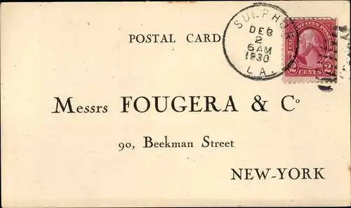 Ak New York City USA, Fuogera & Co, 90 Beekman Street, Order for a free Sample Bromocarpine 