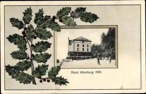 Passepartout Ak Col de la Schlucht, Hotel Altenberg 1905, Stechpalmenzweig