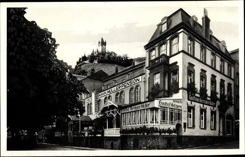 Ak Cochem an der Mosel, Hotel Hermann Müller, Gasthof Metzgerei, Reichsburg