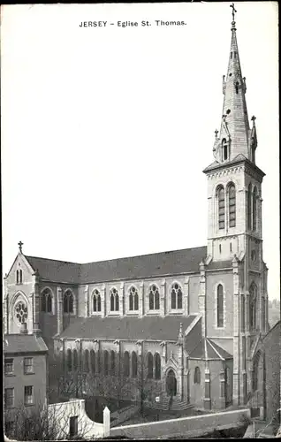 Ak Jersey Kanalinseln, Église St. Thomas, church, Kirche