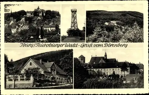 Ak Dörenberg in Niedersachsen, Panorama vom Ort, Aussichtsturm, Gebäude, Straßenansicht