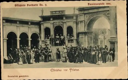 Ak Oberammergau in Oberbayern, Passionsspiele, Christus vor Pilatus