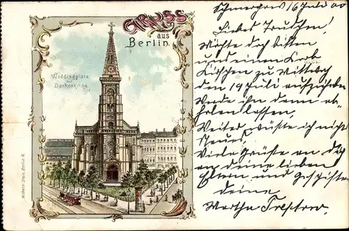 Litho Berlin Wedding, Weddingplatz mit Dankeskirche