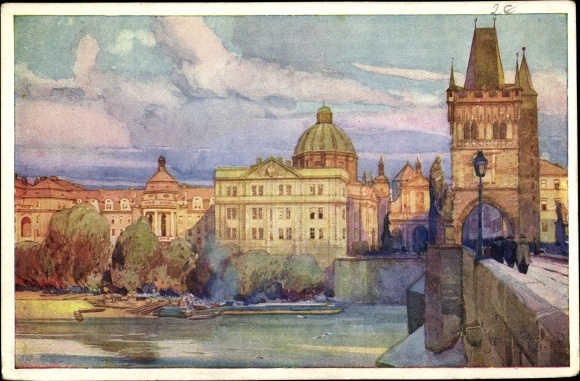 Kunstler Ak Setelik Jaroslav Mala Strana Praha Prag Turm Der Karlsbrucke Nr Oldthing Ansichtskarten Ehm Tschechoslowakei