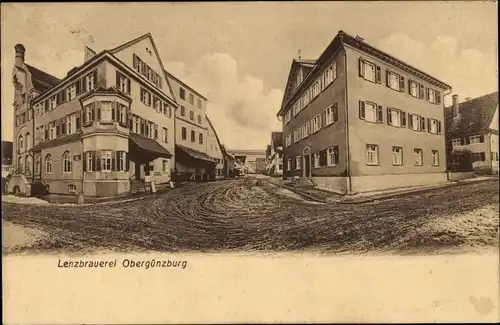 Ak Obergünzburg im Ostallgäu, Lenzbrauerei, Straßenansicht, Gebäude
