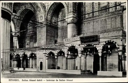 Ak Konstantinopel Istanbul Türkei, Sultan Ahmed Moschee, Innenansicht