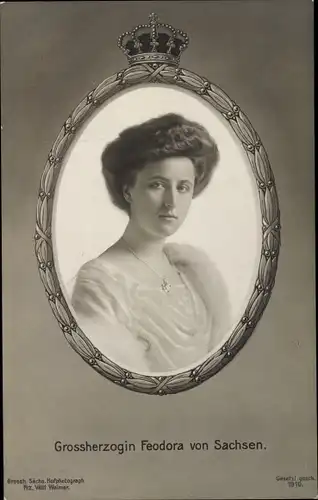 Passepartout Ak Großherzogin Feodora von Sachsen, Portrait