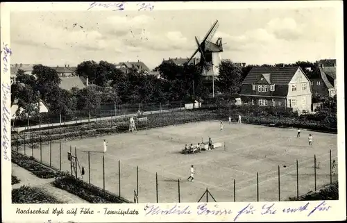 Ak Wyk auf Föhr, Blick auf den Tennisplatz