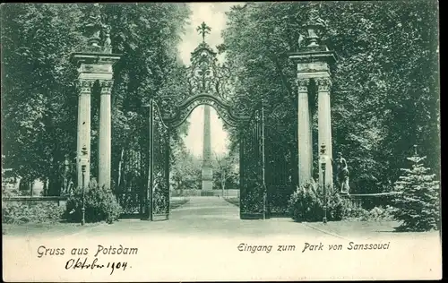 Ak Potsdam, Eingang zum Park Sanssouci 