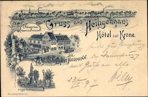 Litho Heiligenhaus NRW, Hotel zur Krone, Inh. Ernst Heidmann