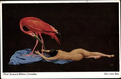 Künstler Ak Müller, Richard, Der rote Ibis, Frauenakt, NPG 252