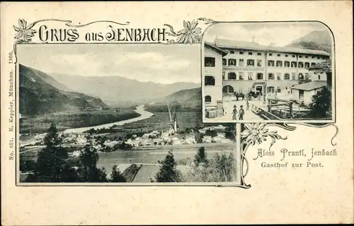 Ak Jenbach in Tirol, Gasthof zur Post, Inh. Alois Prantl, Totalansicht vom Ort
